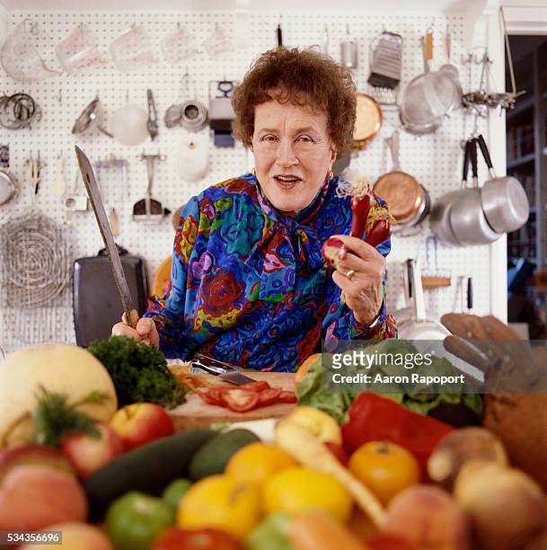 Julia Child in her kitchen