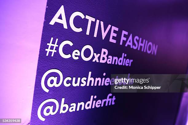 Branded signage on display at the Cushnie et Ochs x Bandier Collection Launch Party at Bandier Flatiron on May 25, 2016 in New York City.