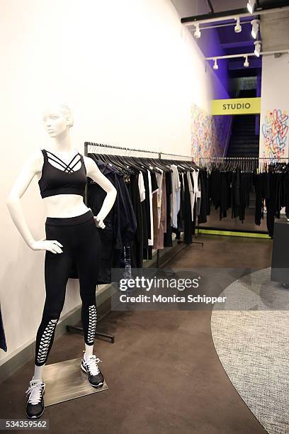 Items from the Cushnie et Ochs x Bandier Collection are seen on display at the Cushnie et Ochs x Bandier Collection Launch Party at Bandier Flatiron...