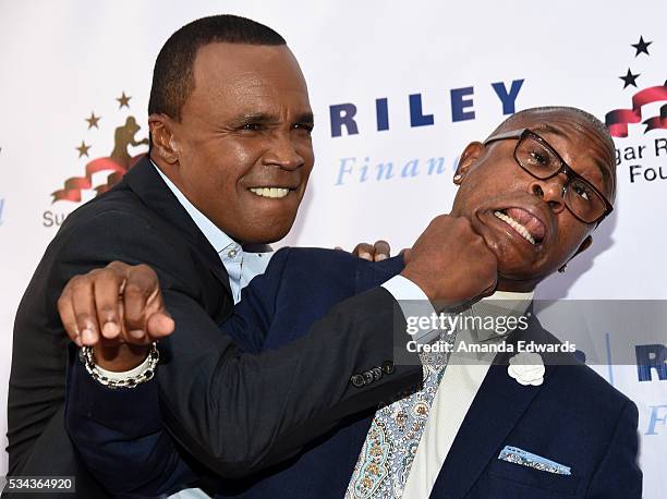 Boxer Sugar Ray Leonard and comedian Tommy Davidson arrive at the 7th Annual Big Fighters, Big Cause Charity Boxing Night Benefiting The Sugar Ray...