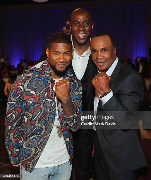 Usher, Magic Johnson and Sugar Ray Leonard attend B. Riley & Co. And Sugar Ray Leonard Foundation's 7th Annual "Big Fighters, Big Cause" Charity...