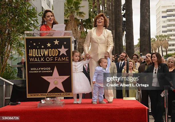 Actress Angelica Valle and mother/singer/actress Angelica Maria; Angelica Padron and Otto Padron at the Angelica Maria Star ceremony held On The...