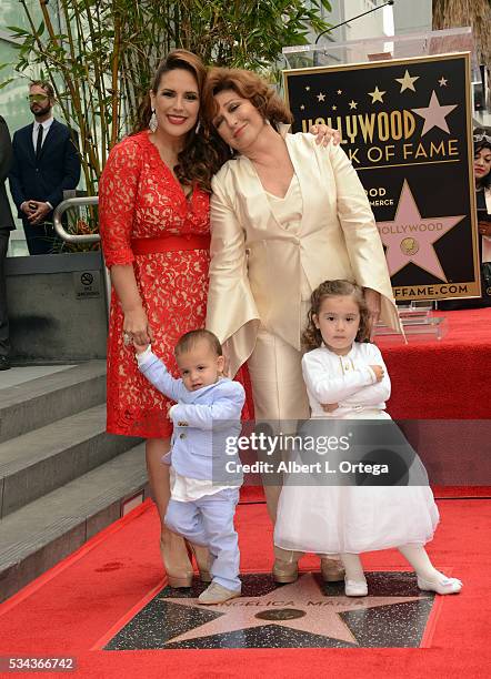 Actress Angelica Valle with children Otto Padron and Angelica Padron and mother/singer/actress Angelica Maria at the Angelica Maria Star ceremony...