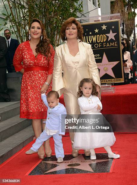 Actress Angelica Valle with children Otto Padron and Angelica Padron and mother/singer/actress Angelica Maria at the Angelica Maria Star ceremony...