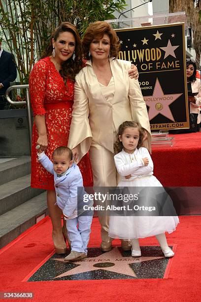 Actress Angelica Valle with children Otto Padron and Angelica Padron and mother/singer/actress Angelica Maria at the Angelica Maria Star ceremony...