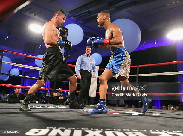 Damon Allen and Danny Montoya box at the B. Riley & Co. And Sugar Ray Leonard Foundation's 7th Annual "Big Fighters, Big Cause" Charity Boxing Night...