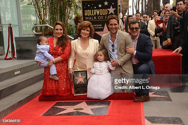 Actress Angelica Vale, singer/actress Angelica Maria,grandaughter Angelica Padron, grandson Otto Padron and actor Diego Boneta at the Angelica Maria...
