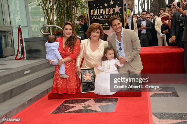 Actress Angelica Vale, singer/actress Angelica Maria,grandaughter Angelica Padron, grandson Otto Padron and actor Diego Boneta at the Angelica Maria...