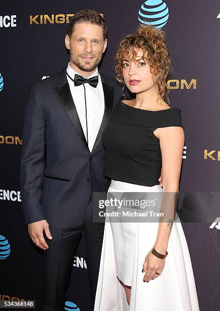 Matt Lauria and Michelle Armstrong arrive at the Los Angeles premiere of DirecTV's "Kingdom" held at Harmony Gold Theater on May 25, 2016 in Los...