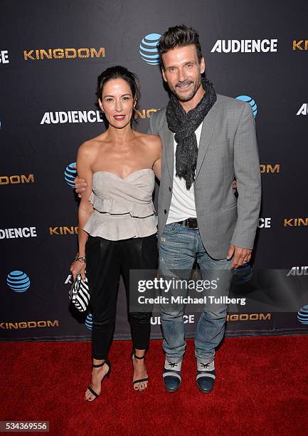 Actors Wendy Moniz and Frank Grillo attend the premiere screening for DirecTV's "Kingdom" at Harmony Gold Theater on May 25, 2016 in Los Angeles,...