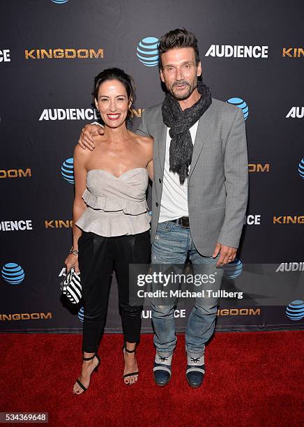 Actors Wendy Moniz and Frank Grillo attend the premiere screening for DirecTV's "Kingdom" at Harmony Gold Theater on May 25, 2016 in Los Angeles,...