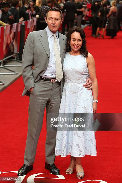 Mark Leadbetter and Samantha Spiro attend the European film premiere "Me Before You" at The Curzon Mayfair on May 25, 2016 in London, England.