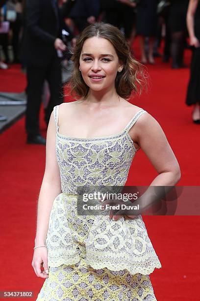 Emilia Clarke attends the European film premiere "Me Before You" at The Curzon Mayfair on May 25, 2016 in London, England.