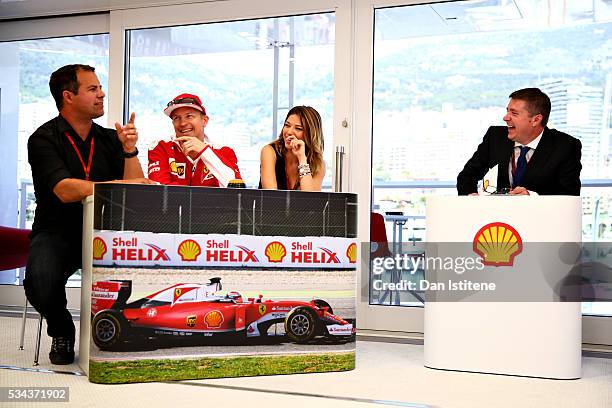 The team of Kimi Raikkonen of Finland and Ferrari, at the Shell F1 quiz, with Ted Kravitz, Sky Sports F1, Federica Masolin, sky F1 Italy and host...