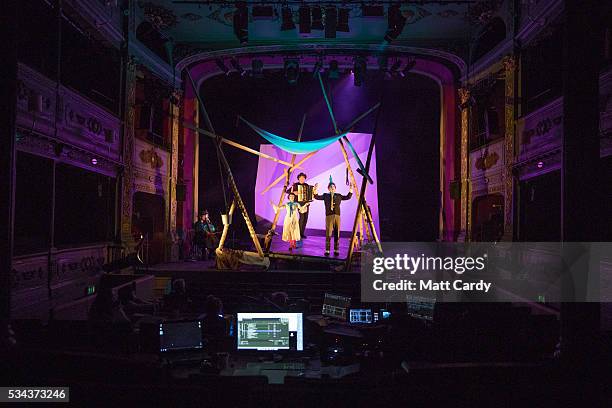 Crew and cast take part in a rehearsal of The Flying Lovers of Vitebsk which is part of the Bristol Old Vic's 250th anniversary season, on May 25,...