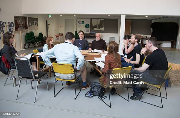 The cast of King Lear, which is a highlight of the Bristol Old Vic's 250th anniversary season, rehearse in a studio at the theatre, on May 24, 2016...