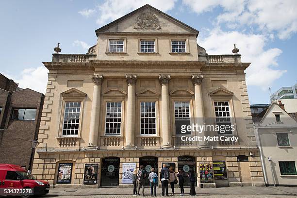People pass the entrance of the Bristol Old Vic theatre, on May 24, 2016 in Bristol, England. The Bristol Old Vic, which is the oldest...