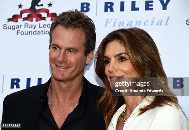 Model Cindy Crawford and Rande Gerber arrive at the 7th Annual Big Fighters, Big Cause Charity Boxing Night Benefiting The Sugar Ray Leonard...