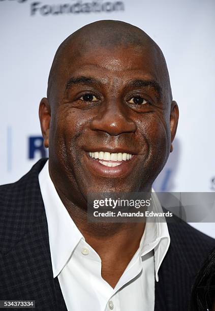 Former NBA player Earvin "Magic" Johnson arrives at the 7th Annual Big Fighters, Big Cause Charity Boxing Night Benefiting The Sugar Ray Leonard...