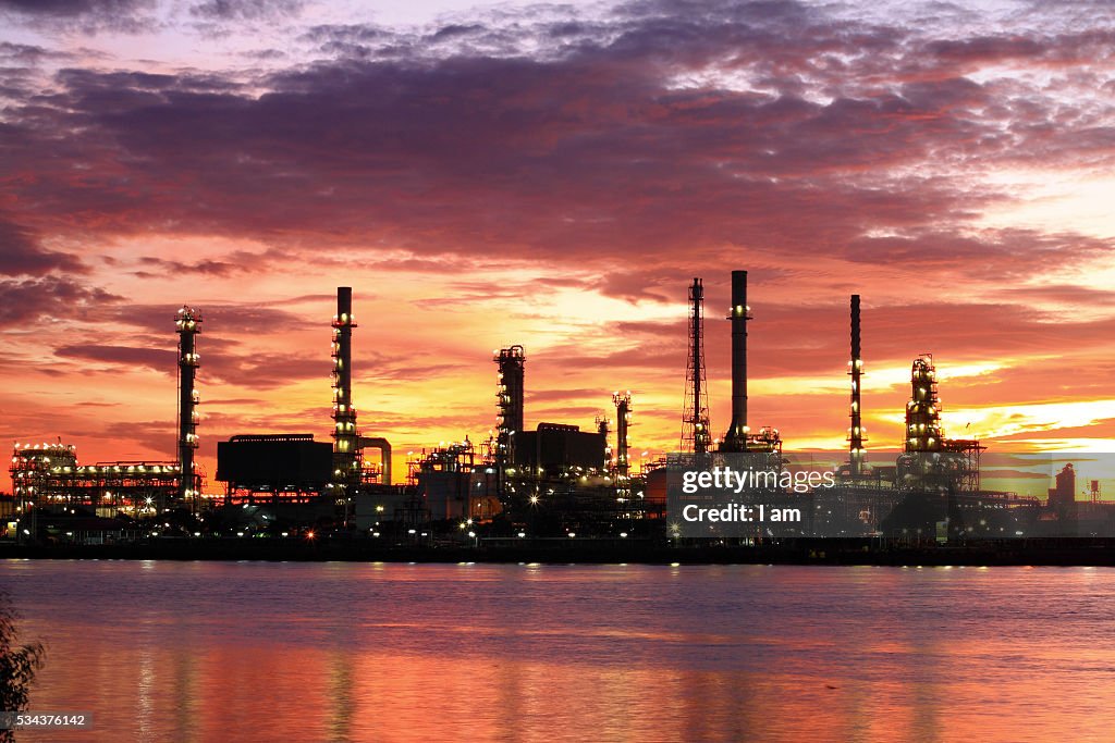 Refinery plant area at twilight