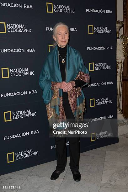 The renowned primatologist Dr. Jane Goodall, offers a lecture at the Casino Madrid, Spain, on May 25, 2016.