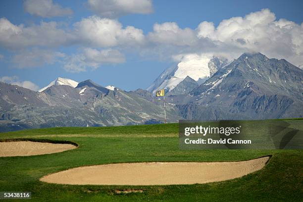 The par 4, 7th hole on the Crans Sur Sierre Golf Club Crans Montana, on July 21, 2005 in Crans Montana, Switzerland