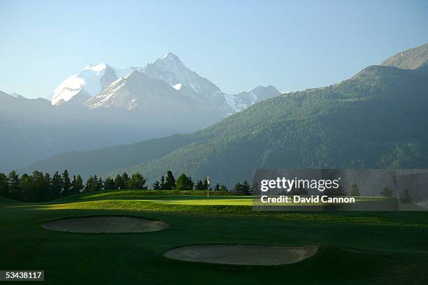 The par 4, 7th hole on the Crans Sur Sierre Golf Club Crans Montana, on July 21, 2005 in Crans Montana, Switzerland