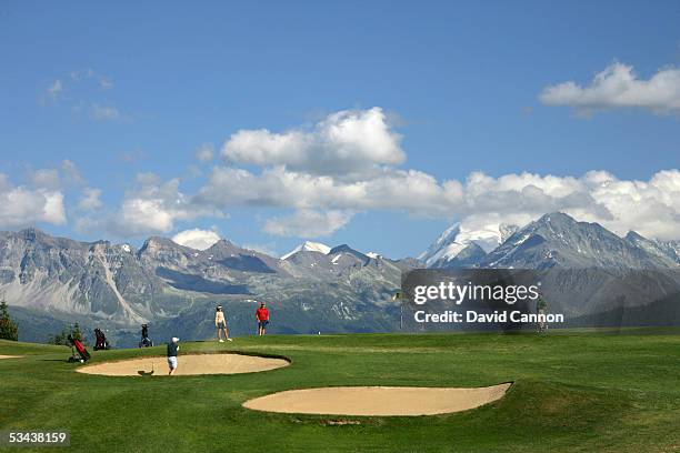 The par 4, 7th hole on the Crans Sur Sierre Golf Club Crans Montana, on July 21, 2005 in Crans Montana, Switzerland