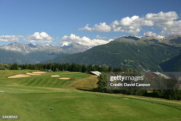 The par 4, 7th hole on the Crans Sur Sierre Golf Club Crans Montana, on July 21, 2005 in Crans Montana, Switzerland