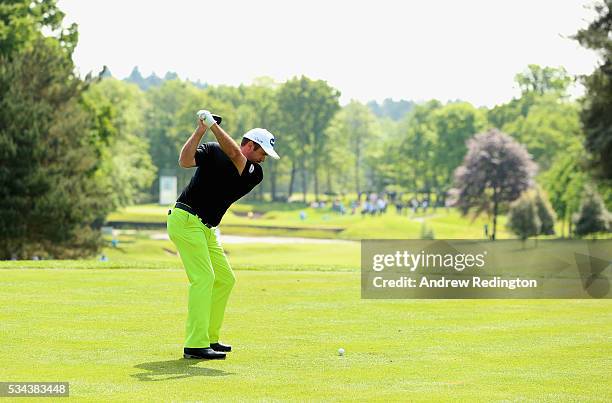 Scott Hend of Australia tees off on the 8th hole during day one of the BMW PGA Championship at Wentworth on May 26, 2016 in Virginia Water, England.