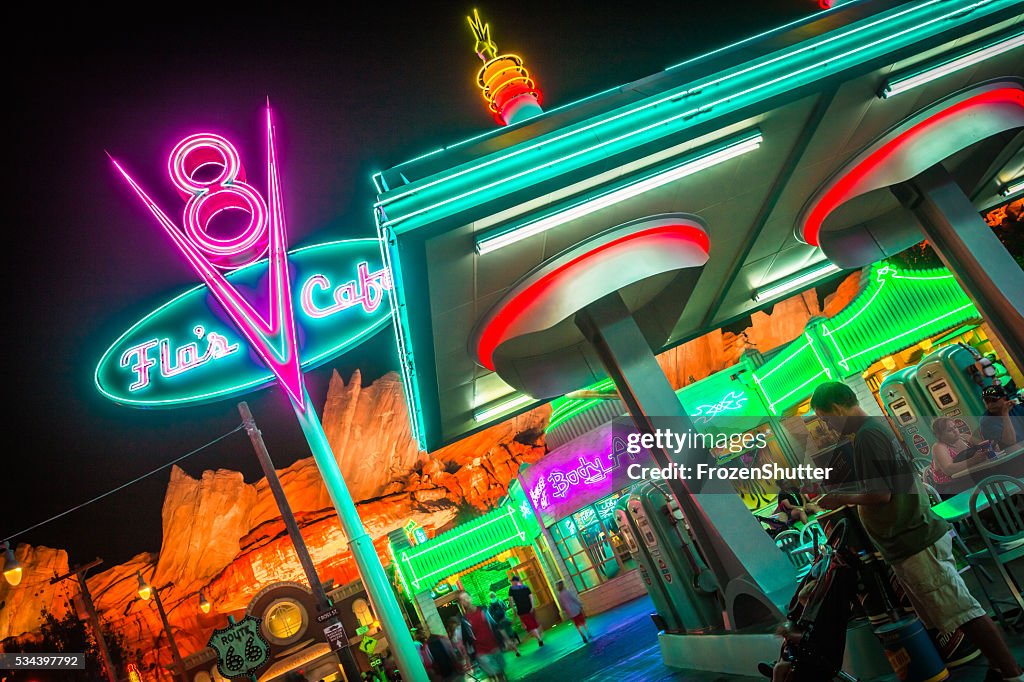 Disneyland 60th aniversary at Cars Land night time