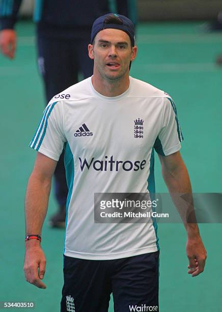 James Anderson during England Nets session ahead of the 2nd Investec Test match between England and Sri Lanka at Emirates Durham ICG on May 26, 2016...