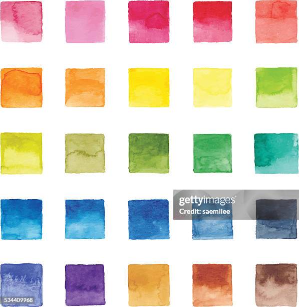 illustrations, cliparts, dessins animés et icônes de aquarelle couleur des - carré composition
