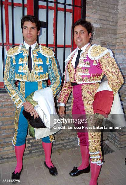 Cayetano Rivera and Francisco Rivera perform during Corpus bullfighting on May 25, 2016 in Granada, Spain.