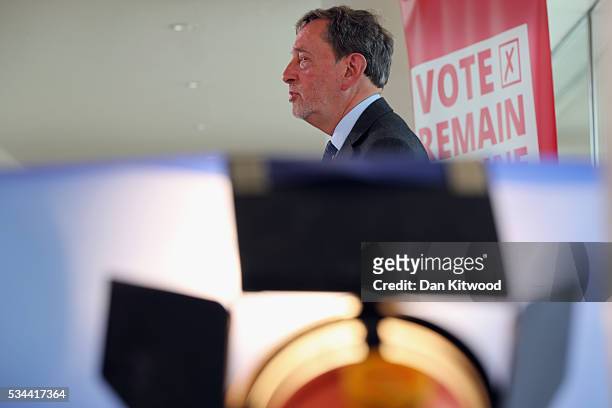 Lord David Blunkett speaks to members of the press during a press conference at the Royal Festival Hall on May 26, 2016 in London, England. Labours...
