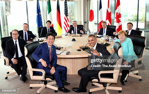 European Commission President Jean-Claude Juncker, Canadian Prime Minister Justin Trudeau, British Prime Minister David Cameron, French President...