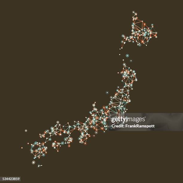 japan map network mesh - japan map stock illustrations