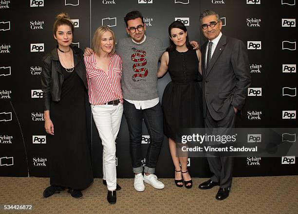 Actors Annie Murphy, Catherine O'Hara, Dan Levy, Emily Hampshire and Eugene Levy attend SAG-AFTRA Foundation Conversations with the cast of "Schitt's...