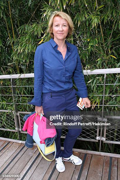 Journalist Ariane Massenet attends the 2016 French Tennis Open - Day Five at Roland Garros