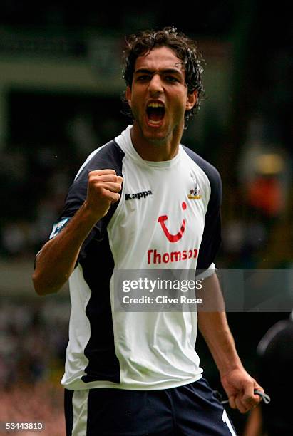 Mido of Tottenham celebrates scoring the second goal during the Barclays Premiership match between Tottenham Hotspur and Middlesbrough at White Hart...