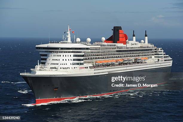 Cunard's Queen Mary 2 Out at sea off the shores of Sydney in Sydney Harbour on February 8, 2012 in Sydney, Australia.