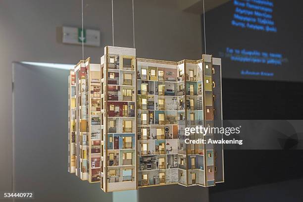 An installation is seen in the Greece Pavillion of the 15th Architecture Venice Biennale, on May 26, 2016 in Venice, Italy. The 15th International...