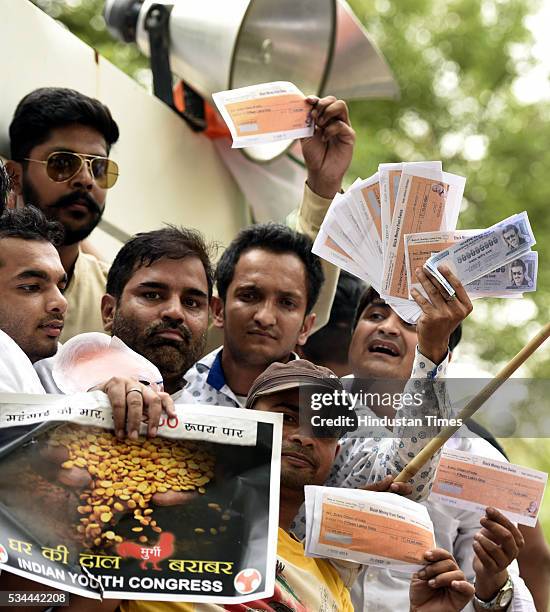 Indian Youth Congress protests against the NDA Government and Prime Minister Narendra Modi on the completion of two years of BJP-led government on...