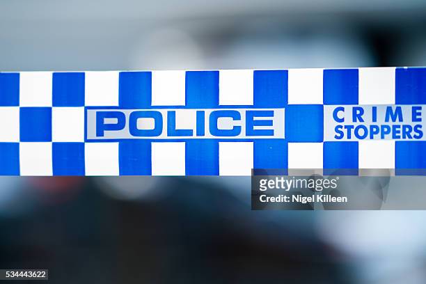 victoria police tape, melbourne - police tape australia stock-fotos und bilder