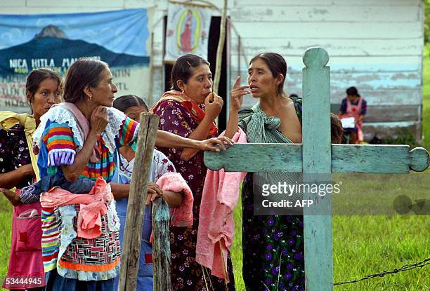 Mexican women of the Zapatista Dolores Hidalgo community await for the arrival of the Zapatista Army of National Liberation , at the municipality of...