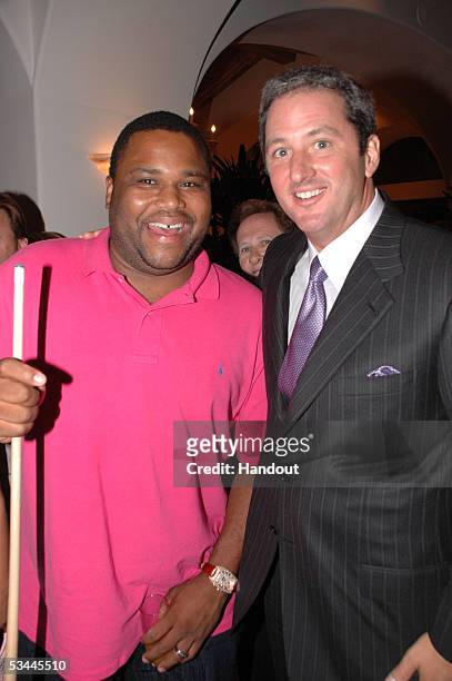 In this handout from International Pool Tour, actor Anthony Anderson and writer Kevin Trudeau are seen at the pre-party for the International Pool...