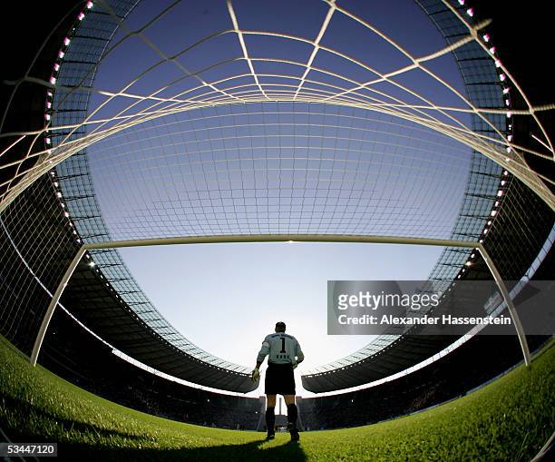 Keeper Oliver Kahn of Munich is seen during the DFB German Cup match between MSV 1919 Neuruppin and Bayern Munich on August 21, 2005 at the Olympic...