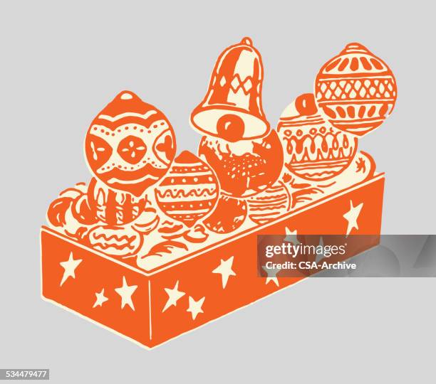 christmas tree ornaments - decorating tree stock illustrations
