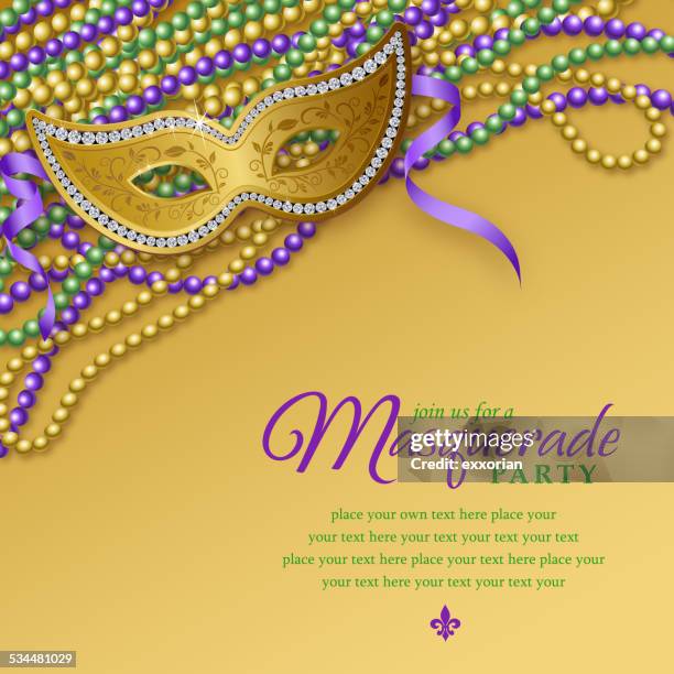 mardi gras masquerade party notice - mardi gras mask stock illustrations