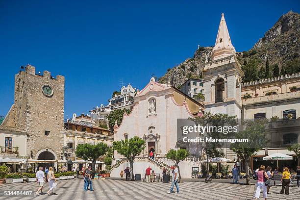 ix aprile square - taormina stock pictures, royalty-free photos & images